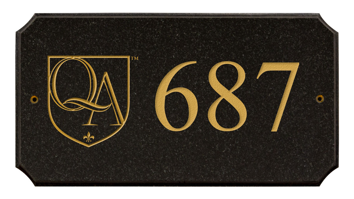 Exe-4702-bp 9 In. Executive Cut Corner Rectangle Polished Black Stone Color Solid Granite Address Plaque