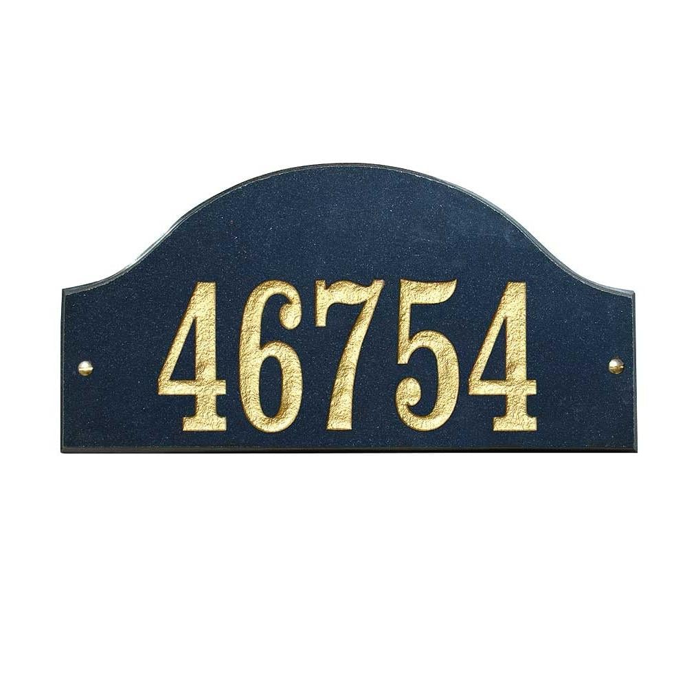 Rid-4703-bp 9 In. Ridgecrest Arch Polished Black Stone Color Solid Granite Address Plaque