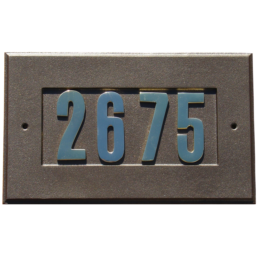 Add-1410-bz 9 In. Manchester Address Plate With 3 In. Gold Brass Numbers In Bronze