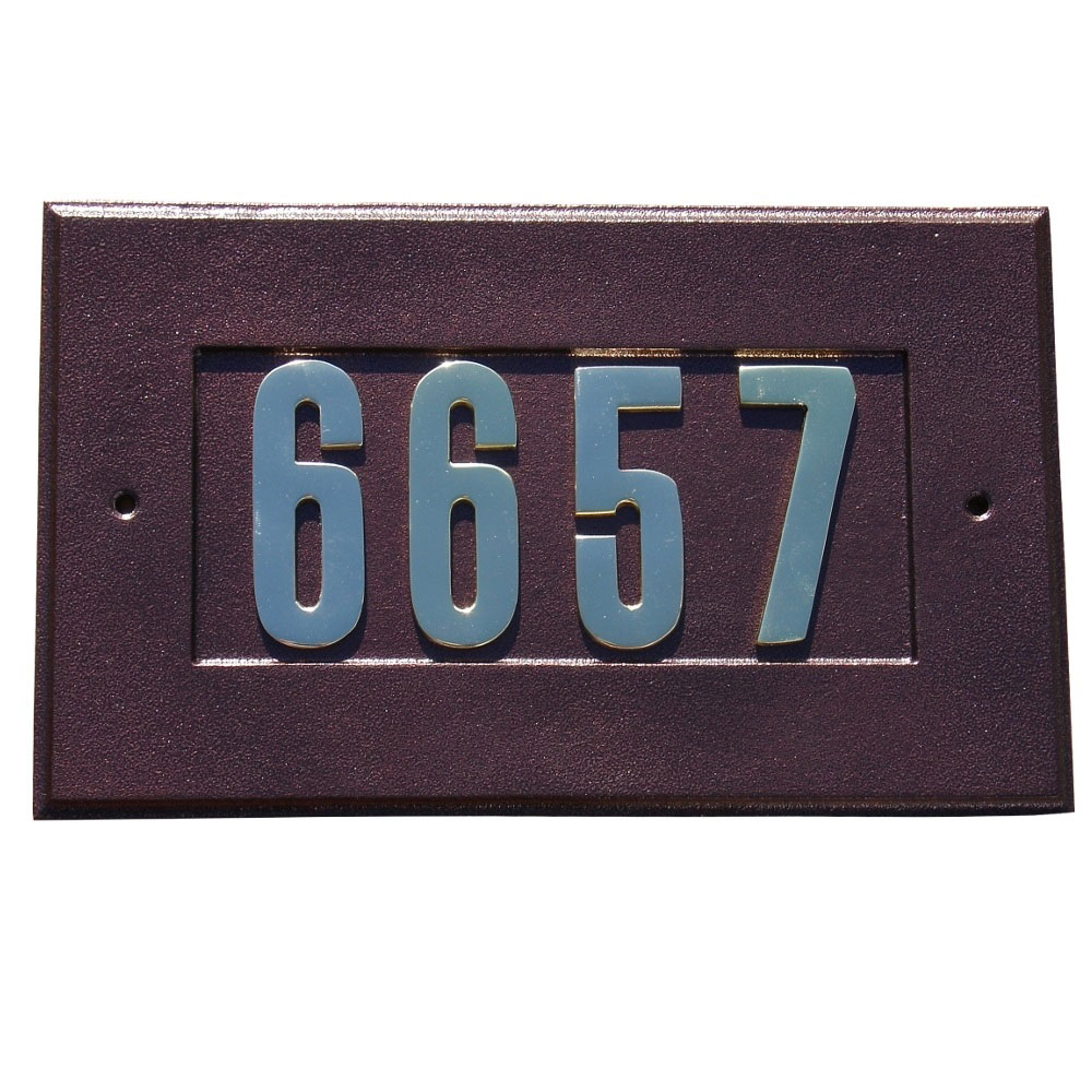 Add-1410-ac 9 In. Manchester Address Plate With 3 In. Gold Brass Numbers In Antique Copper