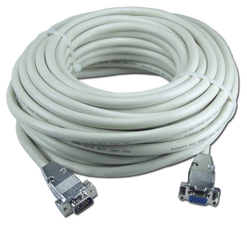 25 ft. Premium VGA HD15 Male to Female Tri Shield Plenum Assembled Cable