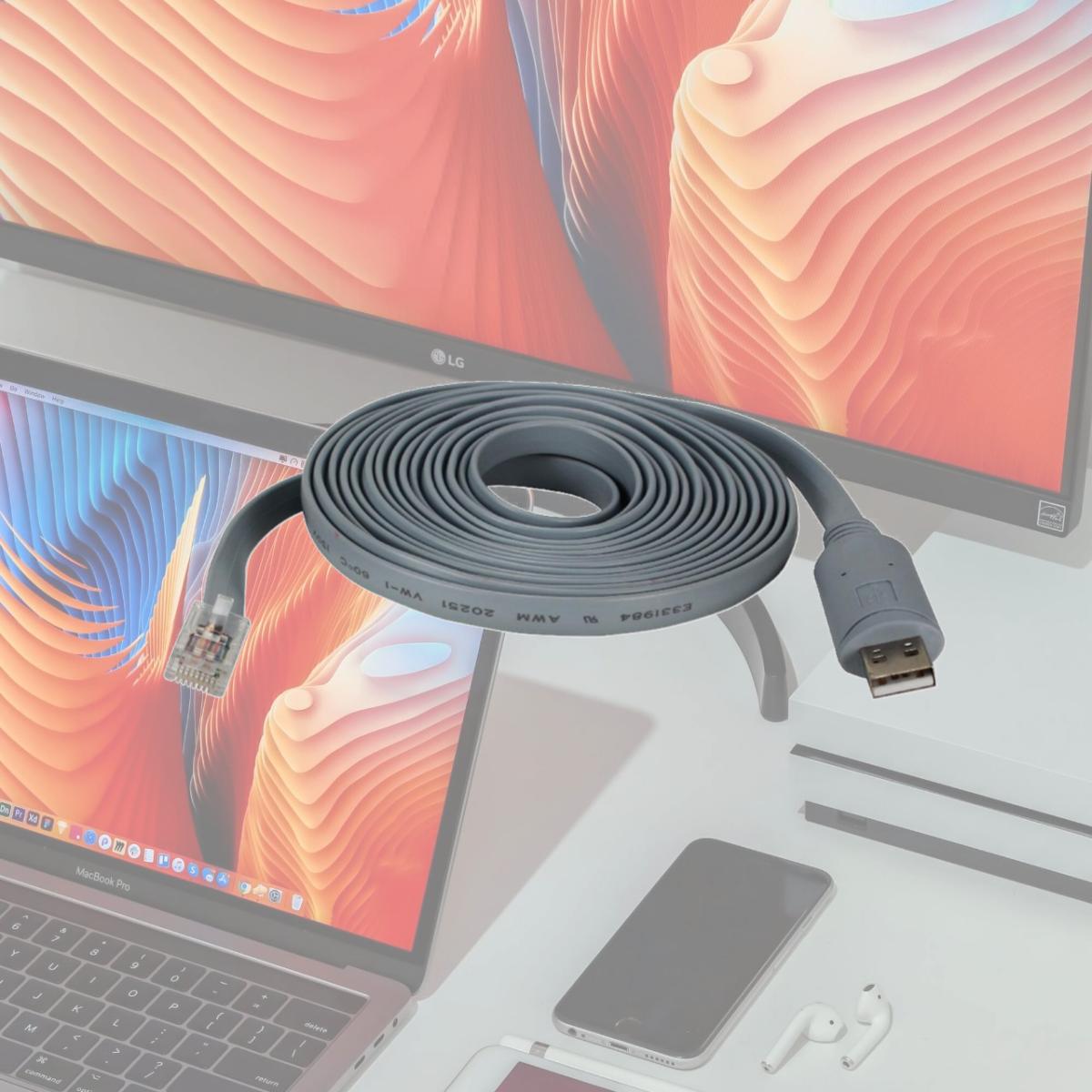 Picture of QVS UR-2000M2-RJ45 6 ft. USB to RJ45 Cisco RS232 Serial Rollover Cable