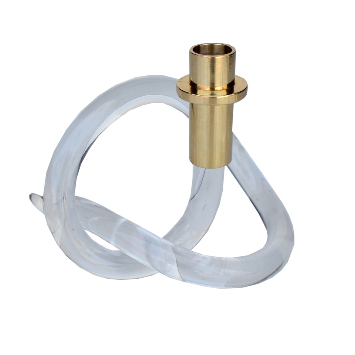 Ce-04c Warp Clear Candle Holder, Clear & Brass