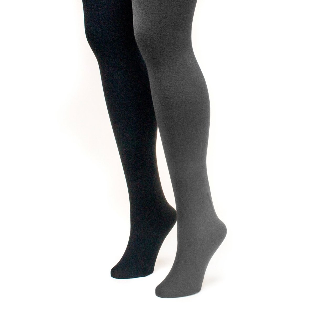 0023327999-s Womens Fleece Lined 2-pair Pack Tights, Black & Dark Grey - Small
