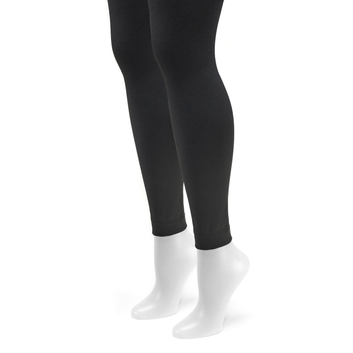 0023328997-s Womens Fleece Lined 2-pair Pack Footless Tights, Black & Black - Small
