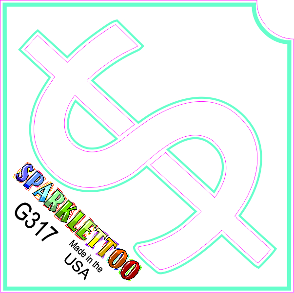 G317-2 1.5 x 2.3 x 2.3 in. 2-Ply Dollar Sign Design Glitter Tattoo - Pack of 100