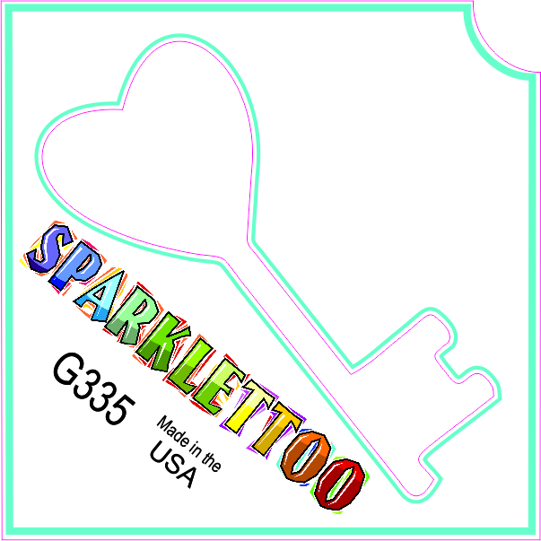 G335 1.5 x 2.3 x 2.3 in. 3-Ply Heart Key Design Glitter Tattoo - Pack of 100