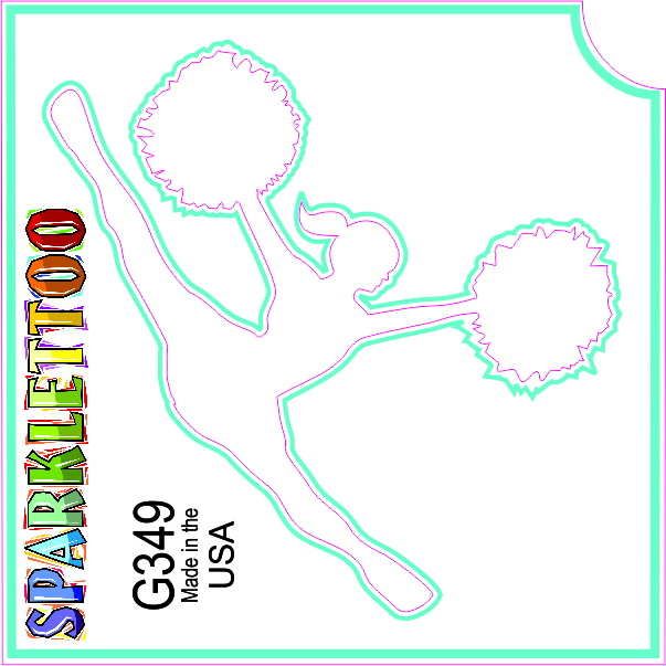 G349 1.5 x 2.3 x 2.3 in. 3-Ply Cheerleader Design Glitter Tattoo - Pack of 100