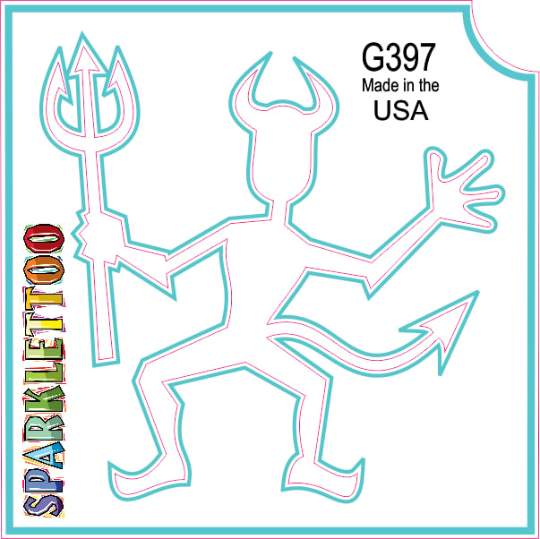 G397-2 1.5 x 2.3 x 2.3 in. 2-Ply Devil Design Glitter Tattoo - Pack of 100