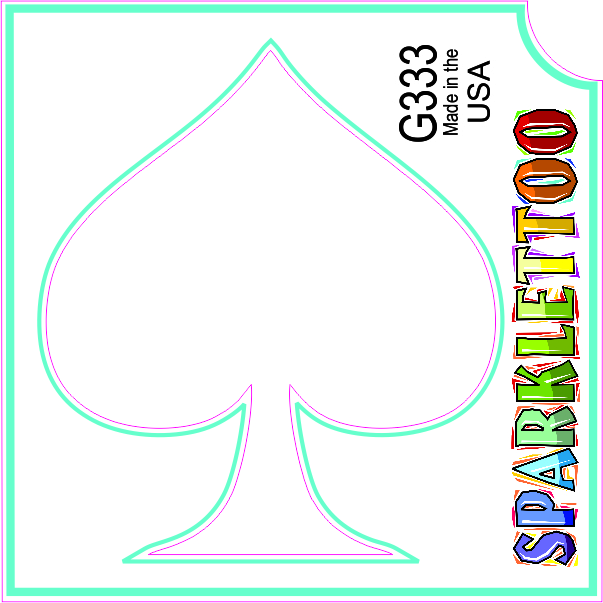 G333 1.5 x 2.3 x 2.3 in. 3-Ply Spade Design Glitter Tattoo - Pack of 100