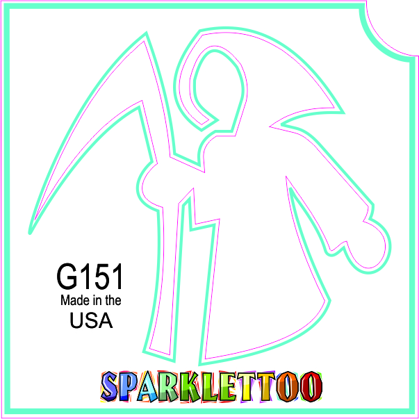 G151-2 1.5 x 2.3 x 2.3 in. 2-Ply Reaper Design Glitter Tattoo - Pack of 100