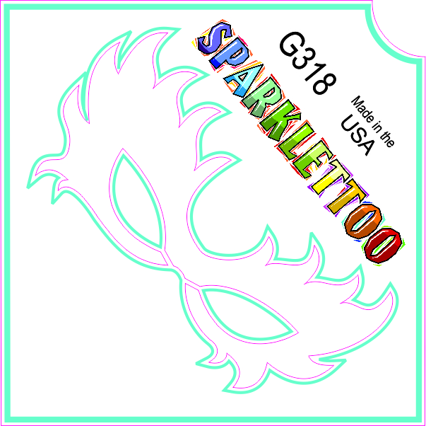 G318-2 1.5 x 2.3 x 2.3 in. 2-Ply Mardi Mask Design Glitter Tattoo - Pack of 100