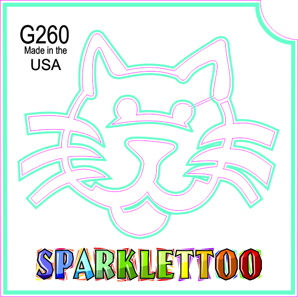 G260-2 1.5 x 2.3 x 2.3 in. 2-Ply Cat 2 Design Glitter Tattoo - Pack of 100