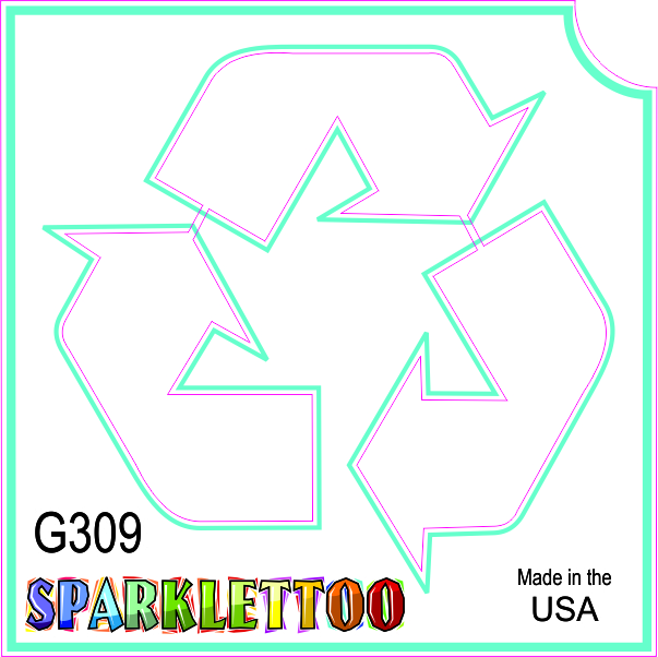 G309-2 1.5 x 2.3 x 2.3 in. 2-Ply Recycle Design Glitter Tattoo - Pack of 100