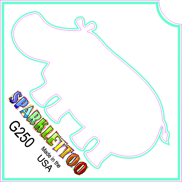 G250-2 1.5 x 2.3 x 2.3 in. 2-Ply Hippo Design Glitter Tattoo - Pack of 100