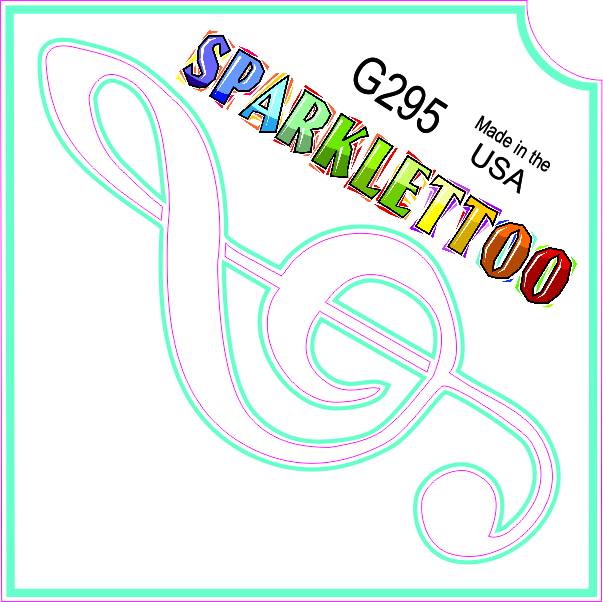 G295 1.5 x 2.3 x 2.3 in. 3-Ply Treble Clef Design Glitter Tattoo - Pack of 100