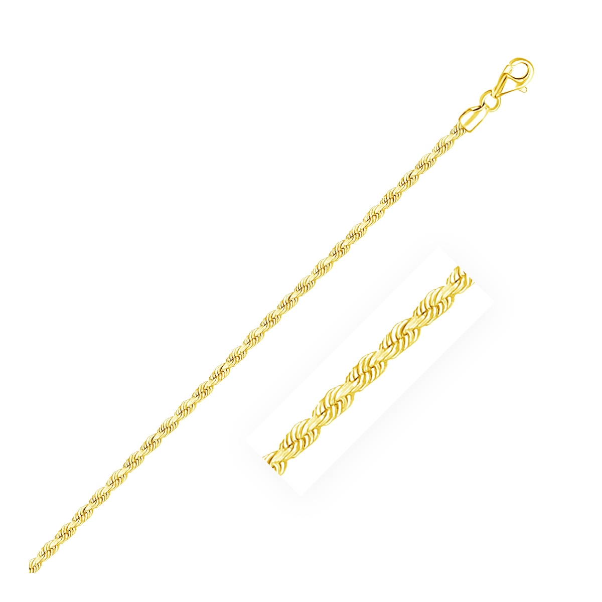 D160402-20 2.5 Mm 10k Yellow Gold Solid Diamond Cut Rope Chain - Size 20 In.