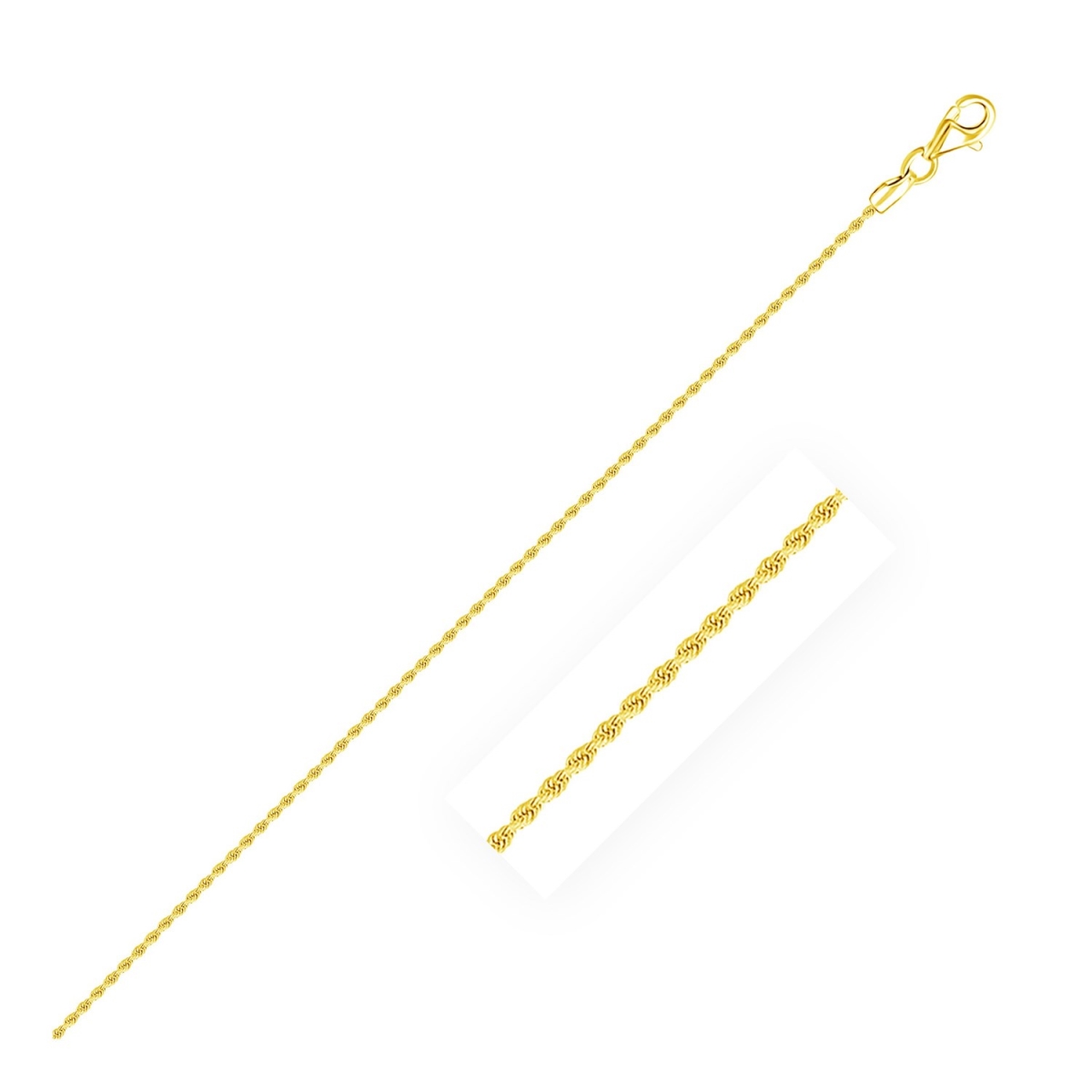 D8686746-22 10k Yellow Gold Solid Diamond Cut Rope Chain, 1.25 Mm - Size 22 In.