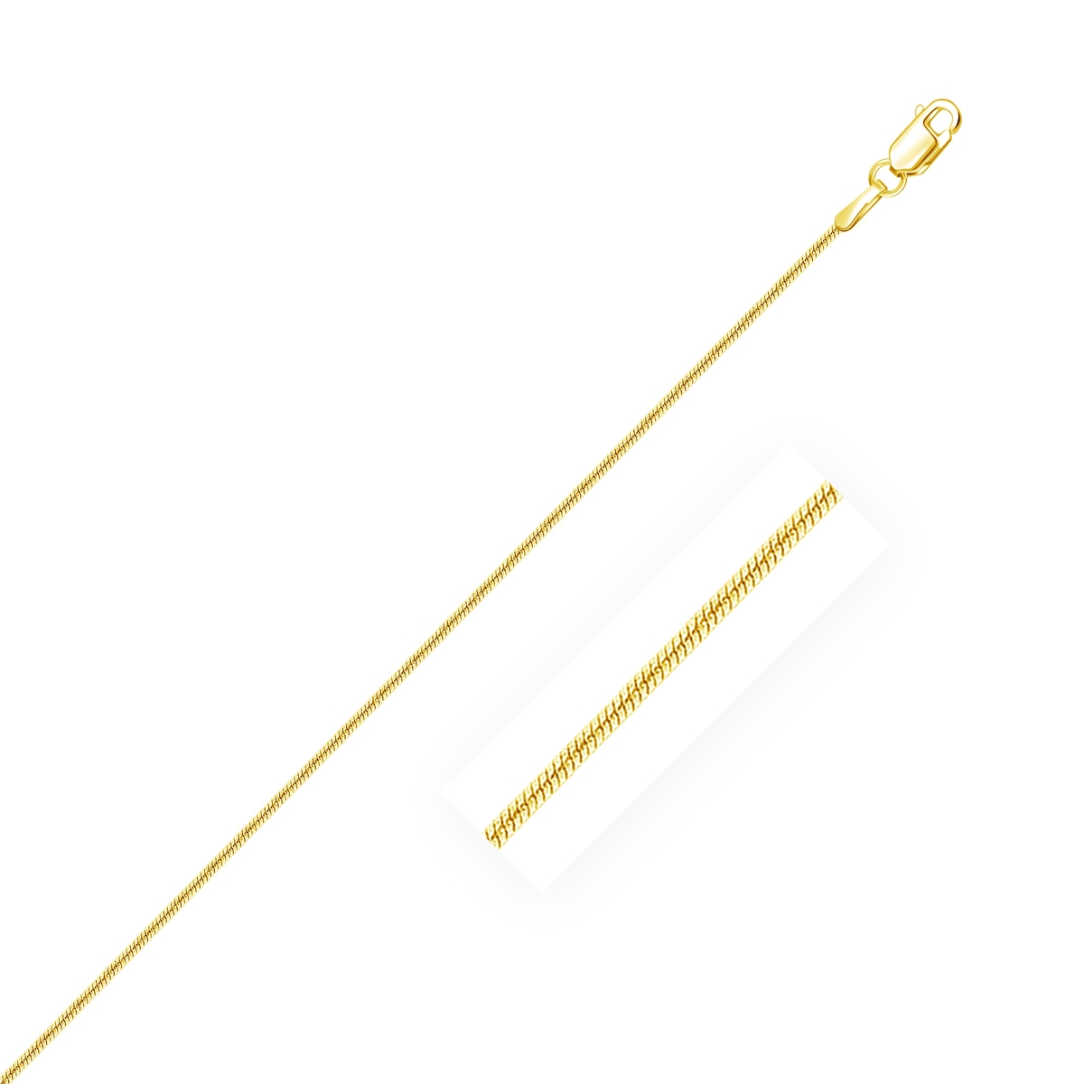 D140052-20 14k Yellow Gold Round Snake Chain, 0.9 Mm - Size 20 In.