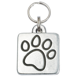 844587036119 Pewter Square Pet Id Tag, Paw