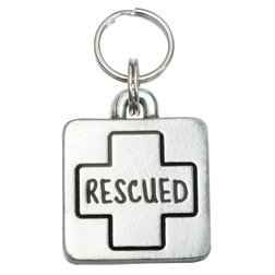 844587036140 Pewter Square Pet Id Tag, Rescued
