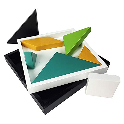 Jt001 7.5 In. Tangram Brain Teaser Puzzle, Assorted Color