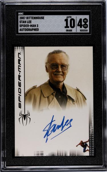 CTBL-041100 Stan Lee Signed 2007 Rittenhouse Spider-Man 3on Auto Card - SGC Graded 4 VG-EX-10 Auto Grade