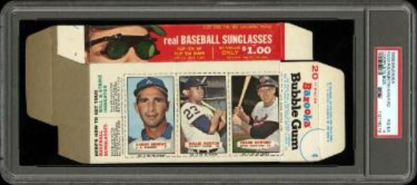 CTBL-042662 1966 Bazooka Complete Box Sandy Koufax & Frank Howard & Willie Horton PSA Graded 4 VG-EX Card
