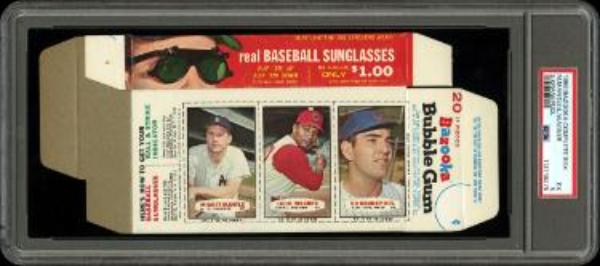 CTBL-042659 1966 Bazooka Complete Box Mickey Mantle No.7 & Leon Wagner No.8-ED Kranepool No.9 Card - PSA Graded 5 EX - 20 Piece