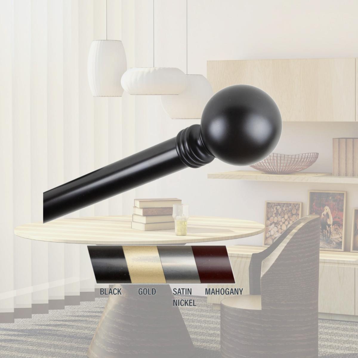Picture of Central Design 100-01-1602 Globus 1 in. Curtain Rod, 160-240 in. - Black