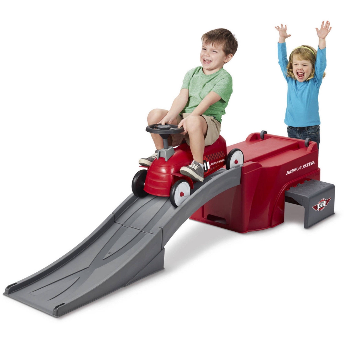606x 500 Ride On Car With Ramp Kids Toddler Toy Racing Sliding Race Track, Red - Boys & Girls