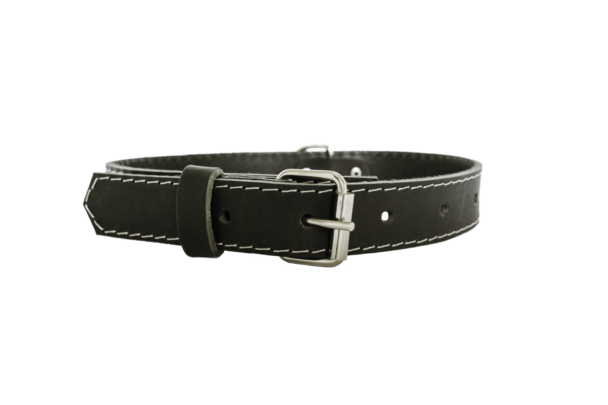 684334536963 Luxury Soft Leather Traditional Collar, Black - Medium