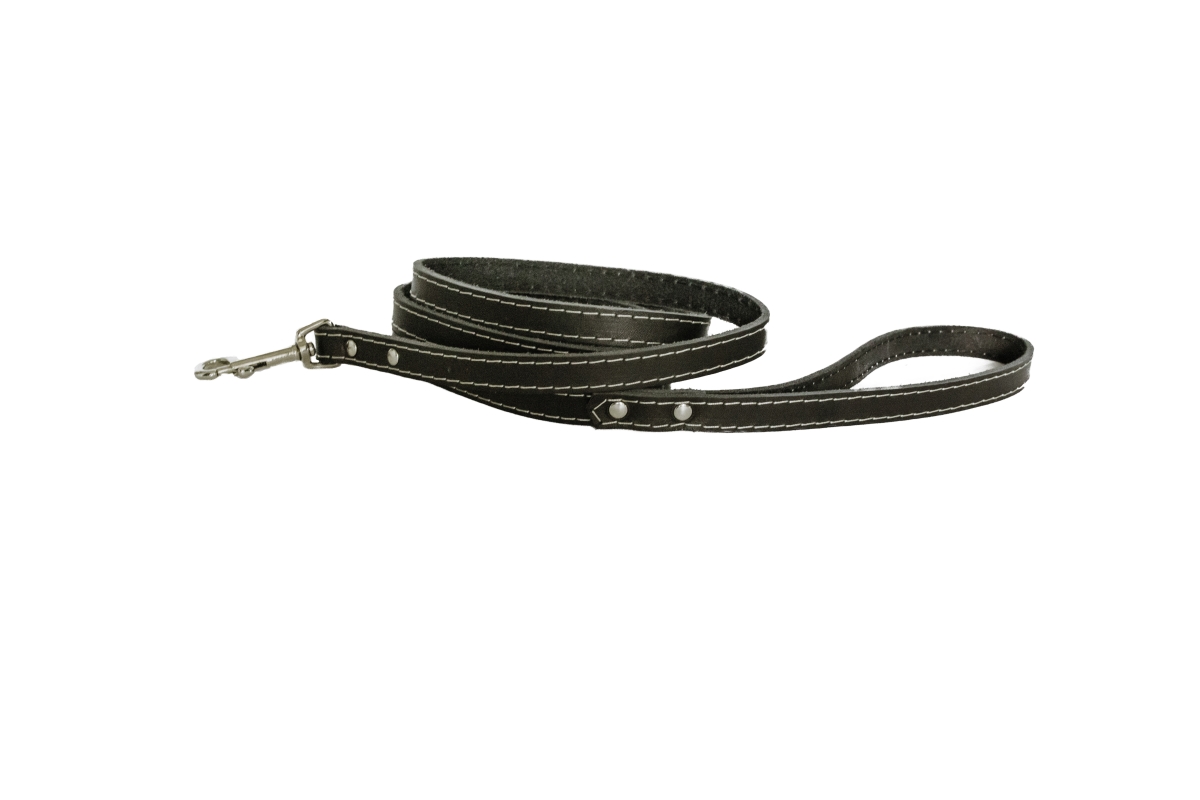 688474604155 6 Ft. Luxury Soft Leather Lead, Black - Small