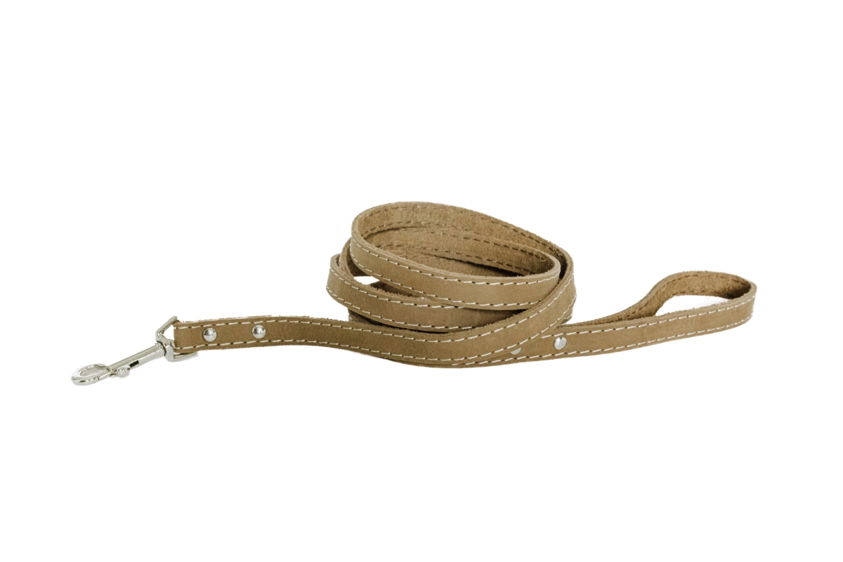 691054770331 6 Ft. Luxury Soft Leather Lead, Bark Brown - Large