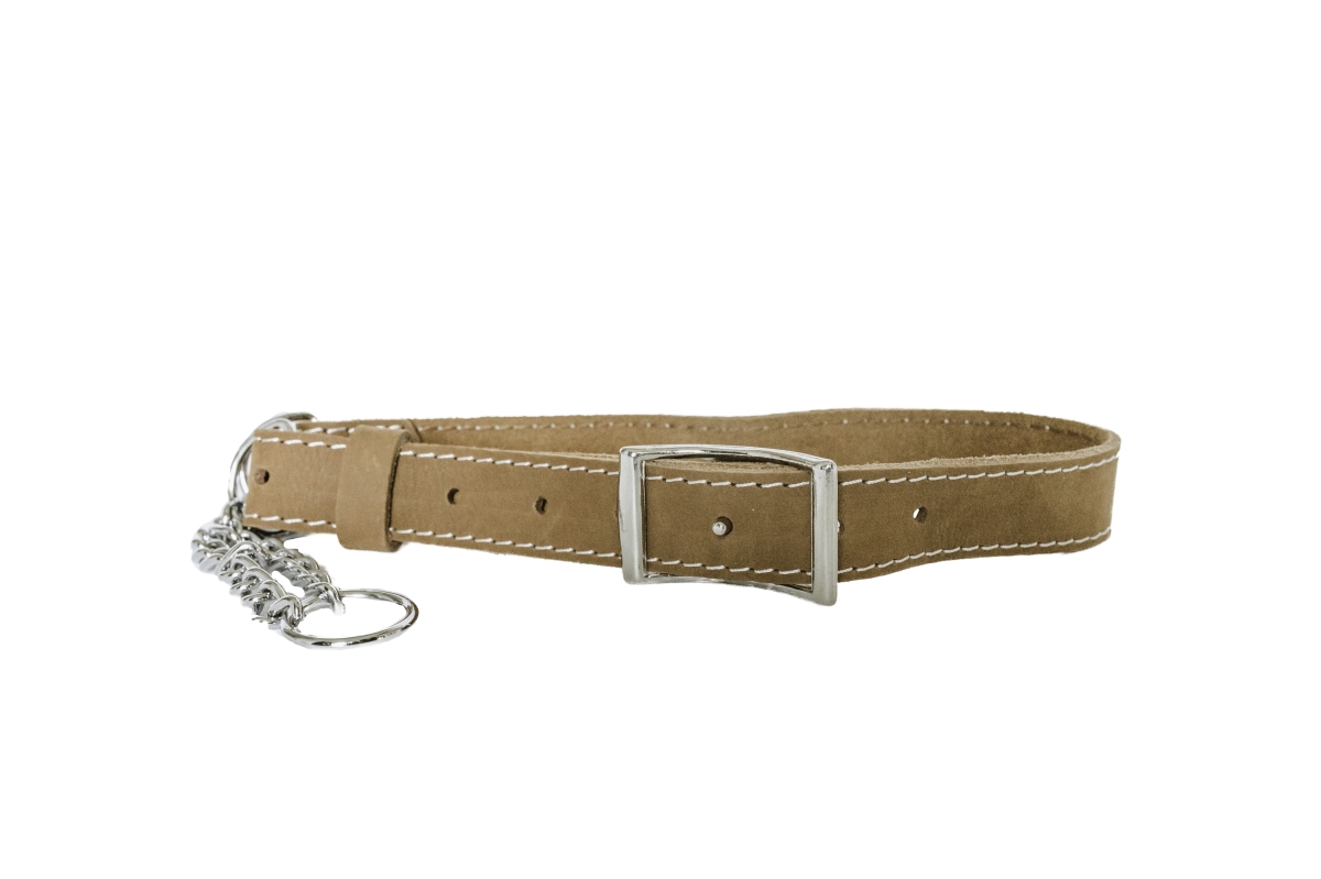 691054808683 Luxury Soft Leather Martingale Collar, Bark Brown - Small
