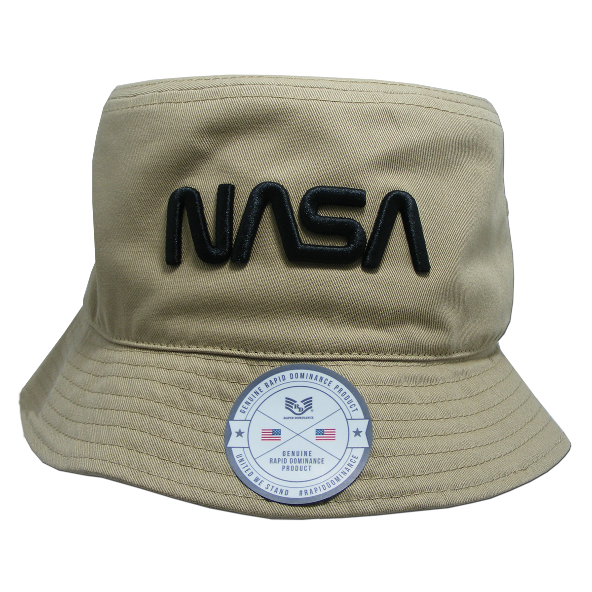 Worm NASA Relaxed Bucket Hat, Khaki - Small & Medium