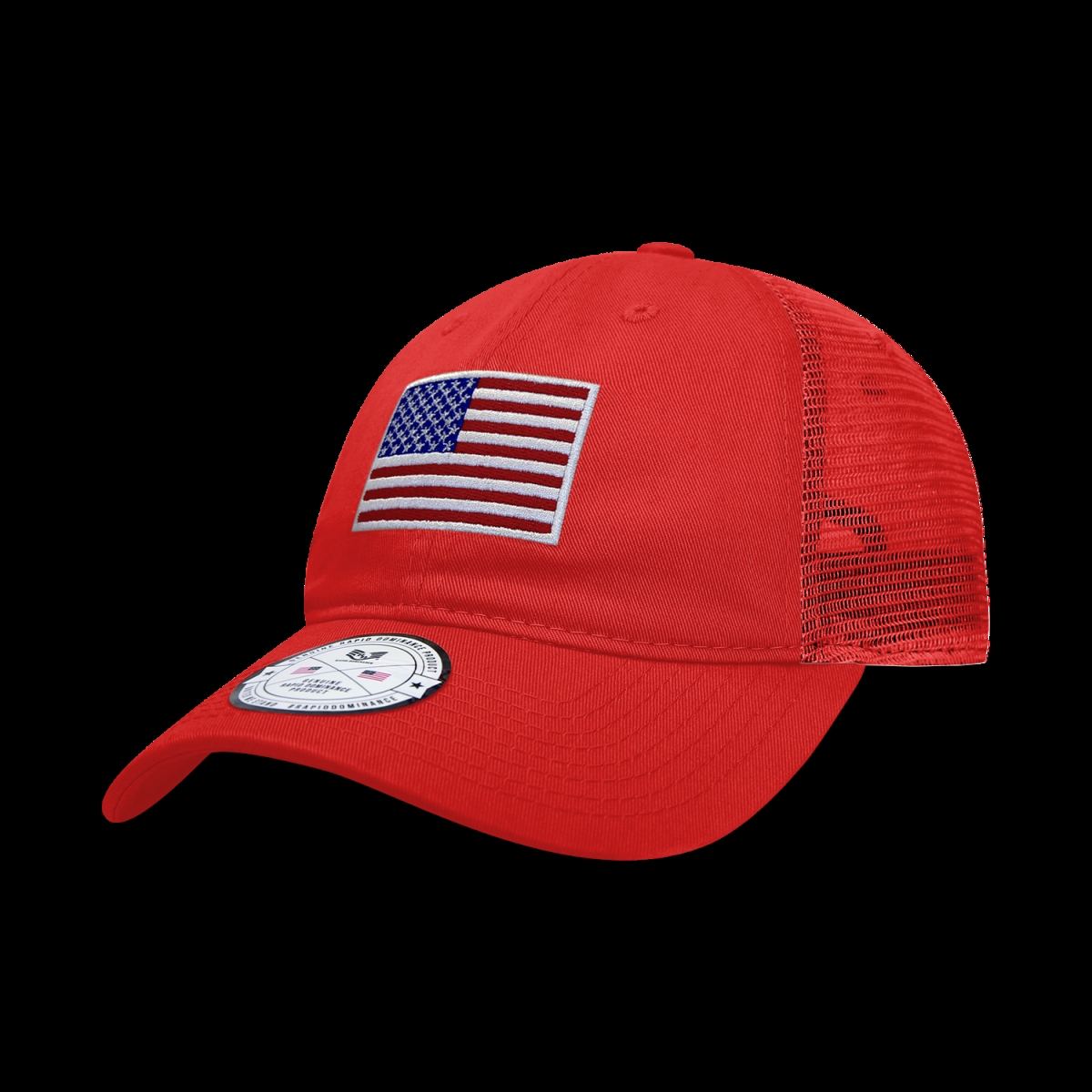 A05-USA2-RED USA Flag Relaxed Trucker Cap - Red