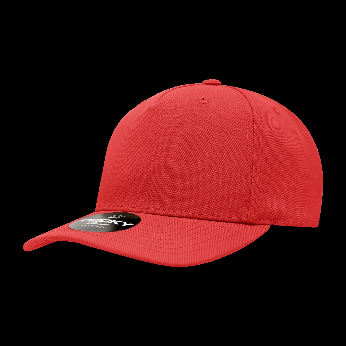 6038-1RED 5 Panel Mid Profile Structured Polyester Cap, Red