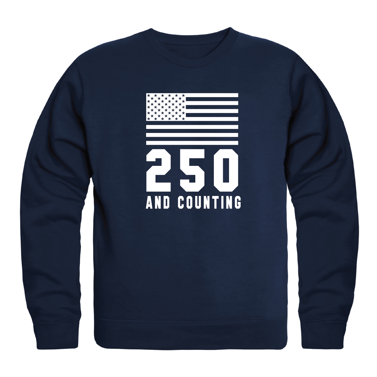 UPC 019812474053 product image for AN5-255-NVY-01 America Anniversary 250 & Counting Crewneck Long Sleeve T-Shirt&# | upcitemdb.com