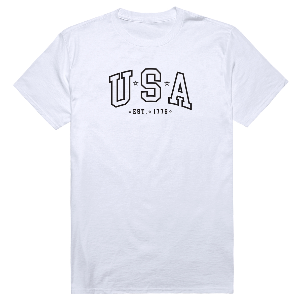 AM3-221-WHT-02 America Basic USA Est. 1776 Short Sleeve T-Shirt, White - Medium