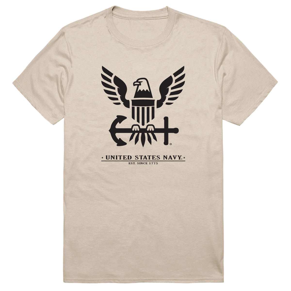 AM5-NA6-SND-01 Basic Military US Navy 6 Short Sleeve T-Shirt, Sand - Small