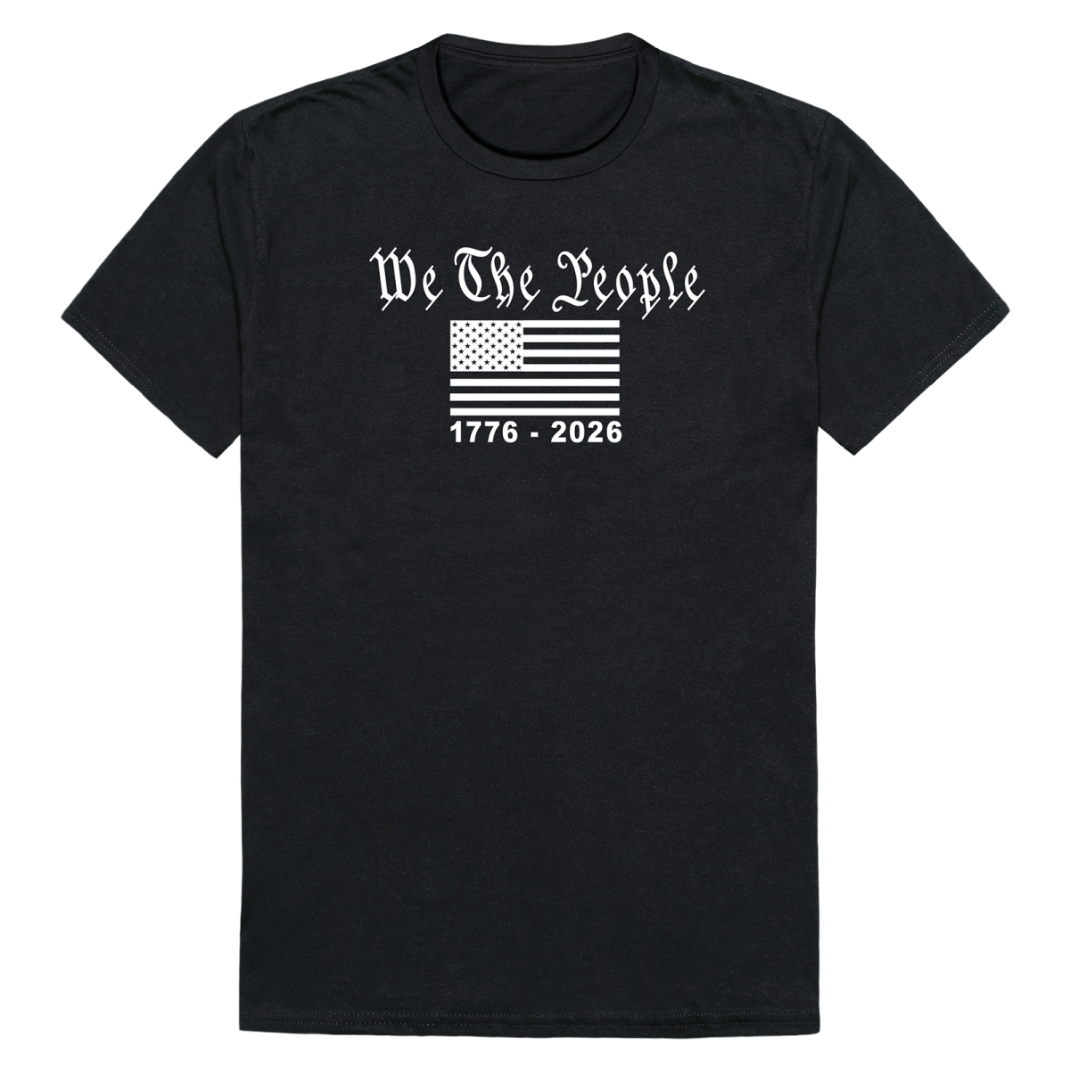 AN3-254-BLK-02 America Anniversary We the People Flag Short Sleeve T-Shirt, Black - Medium