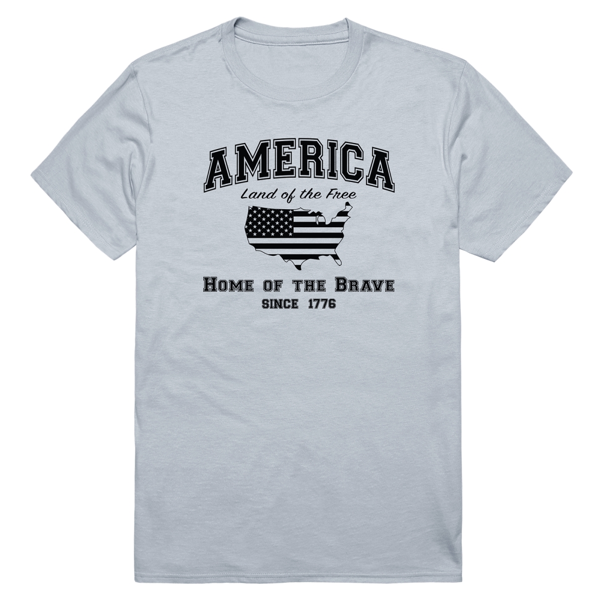 AN3-256-SIL-01 America Anniversary Land of the Free Short Sleeve T-Shirt, Silver - Small