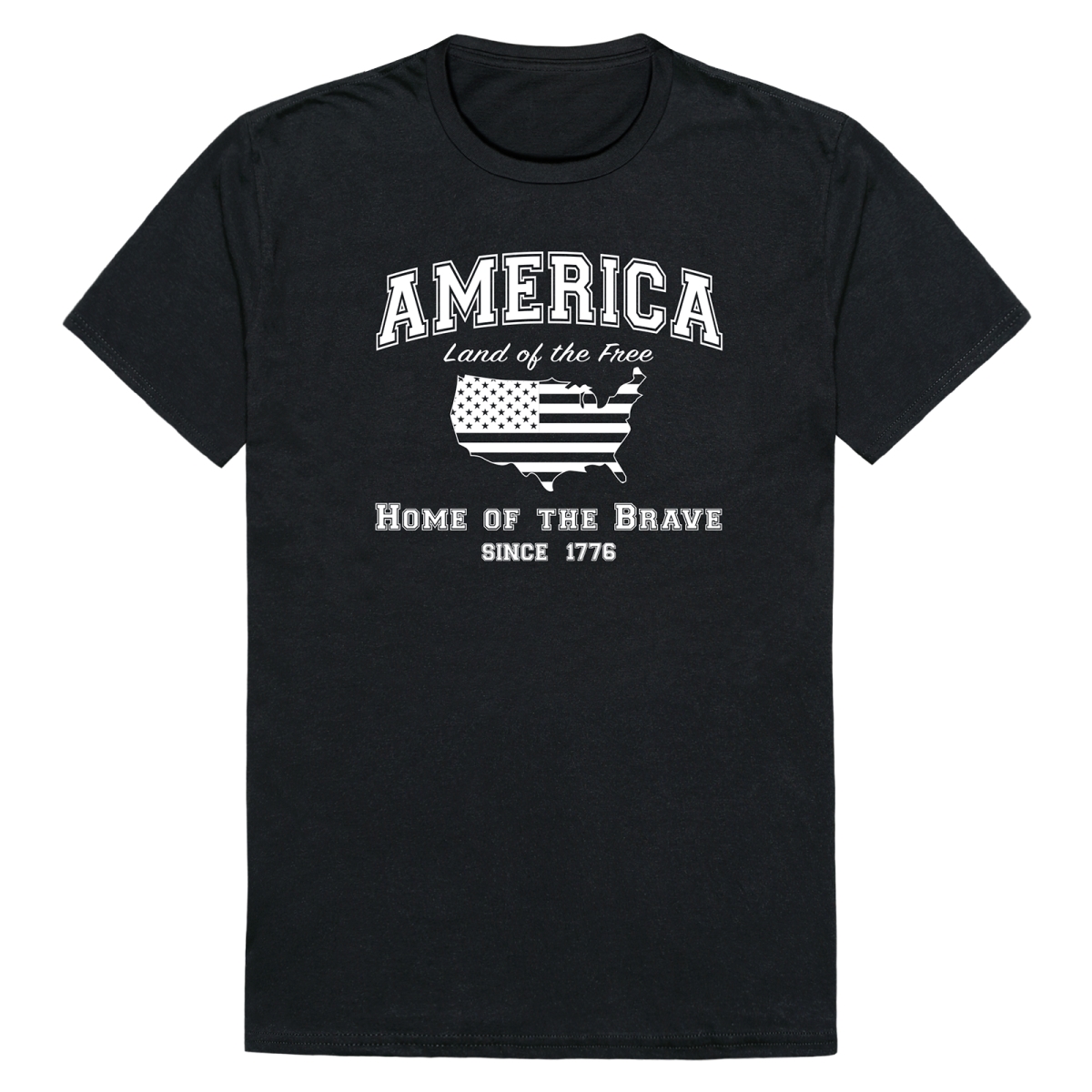 AN3-256-BLK-01 America Anniversary Land of the Free Short Sleeve T-Shirt, Black - Small