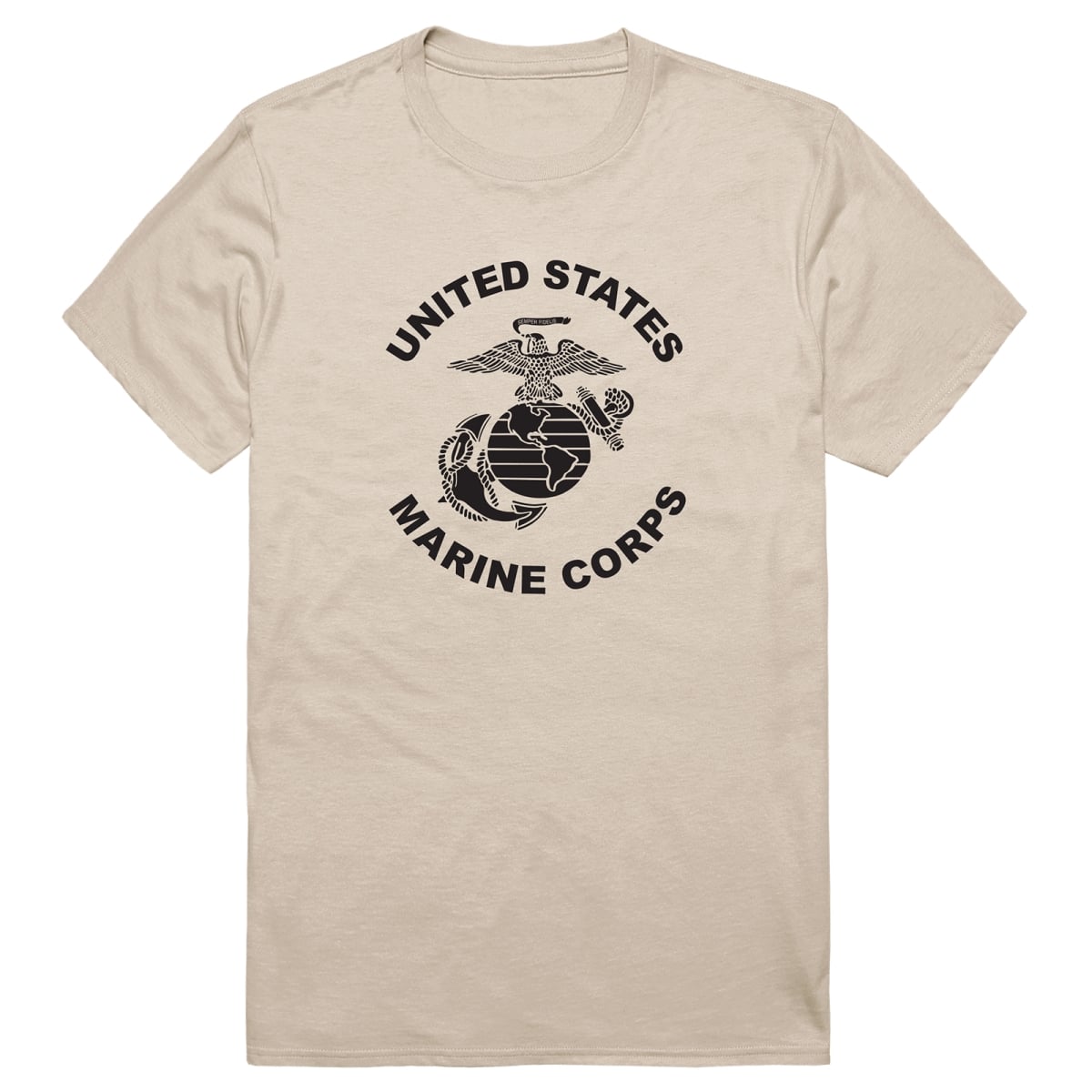 AM5-MC7-SND-03 Basic Military US Marines 7 Short Sleeve T-Shirt, Sand - Large