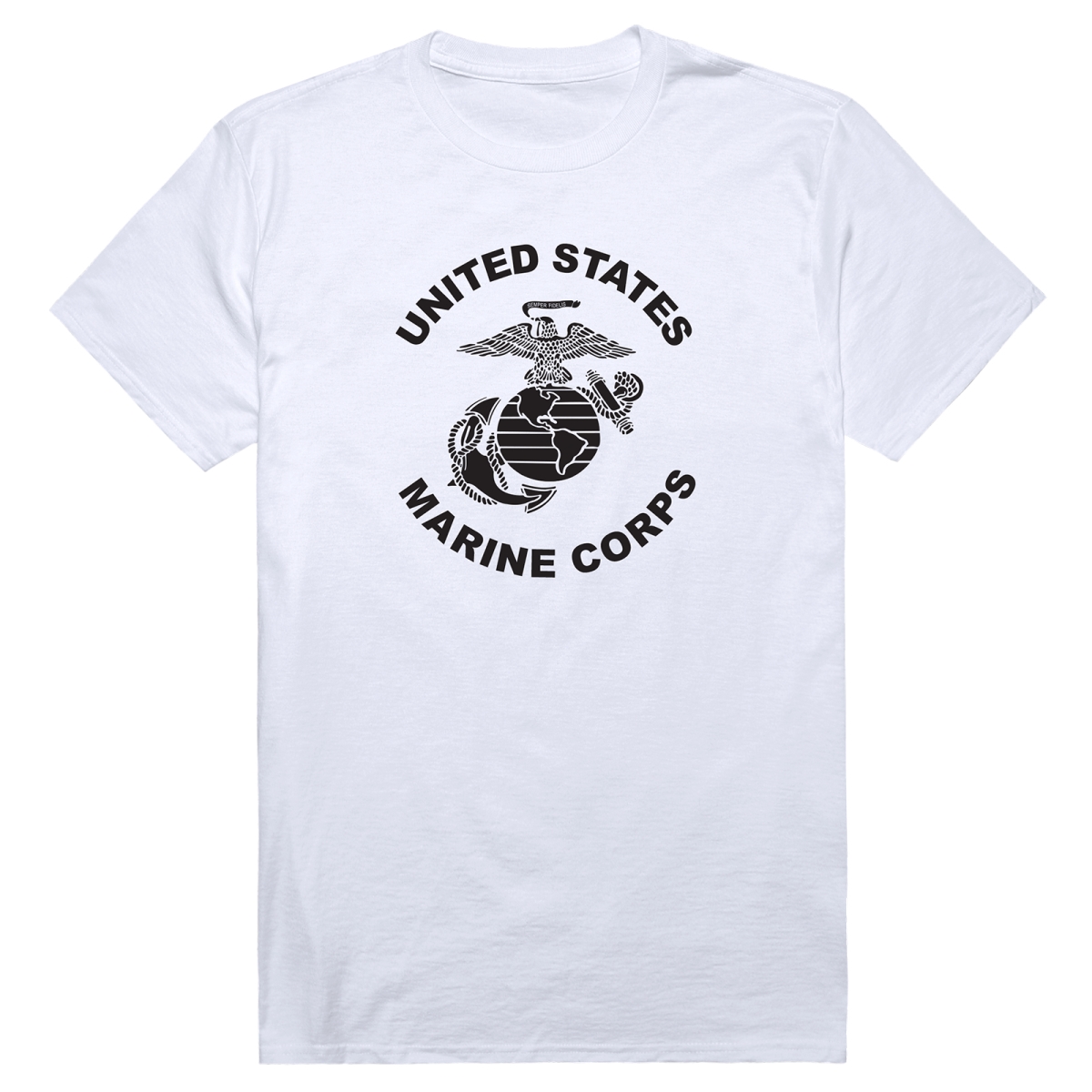 AM5-MC7-WHT-02 Basic Military US Marines 7 Short Sleeve T-Shirt, White - Medium