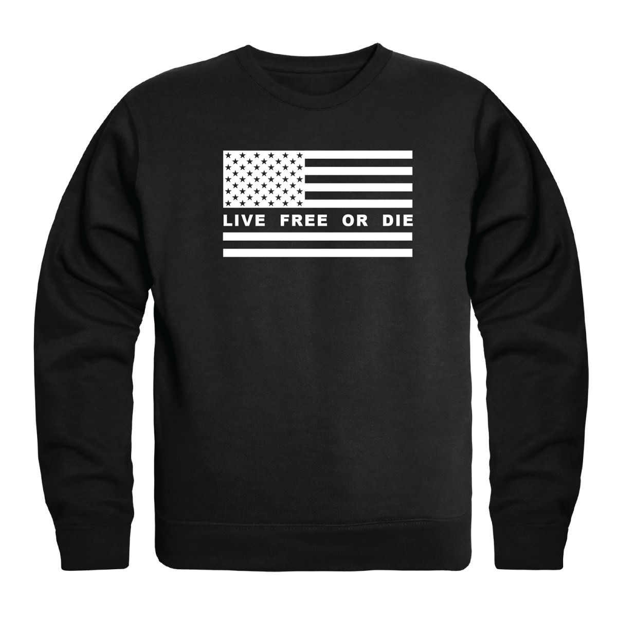 UPC 019812474435 product image for AN5-257-BLK-03 America Anniversary Live Free or Die Crewneck Long Sleeve T-Shirt | upcitemdb.com