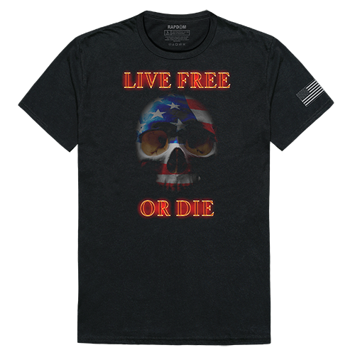 RapidDominance TS1-802-EQ4-05 Live Free or Die Skull Tactical Graphics Tee, Black - 2X