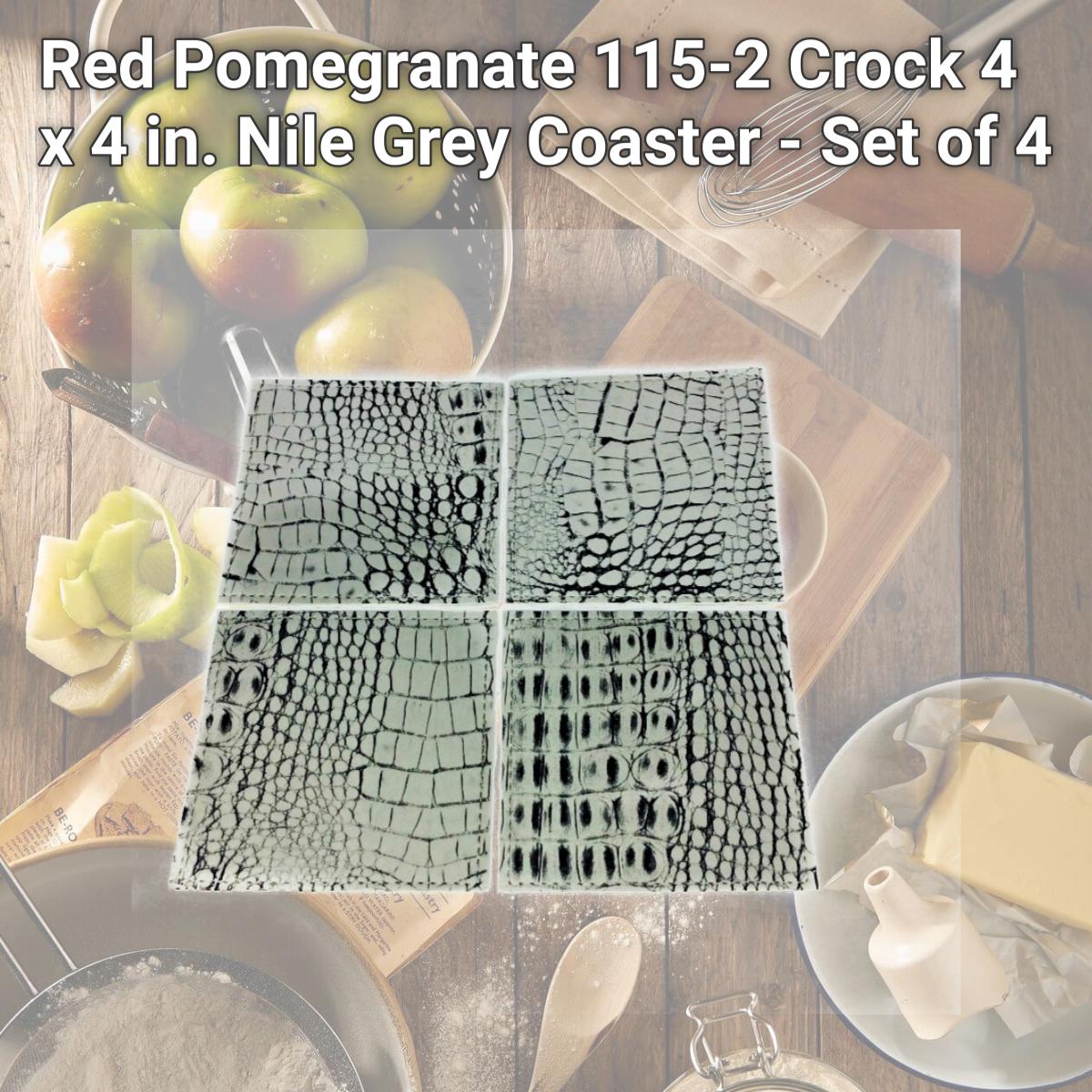 Picture of Red Pomegranate 115-2 Crock 4 x 4 in. Nile Grey Coaster - Set of 4