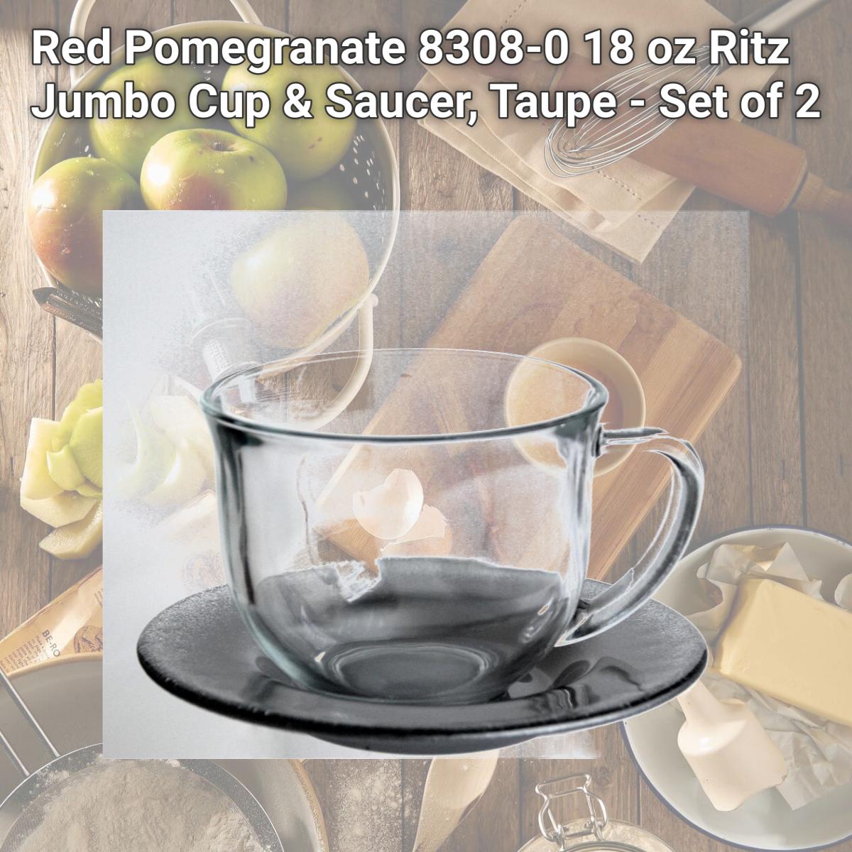 Picture of Red Pomegranate 8308-0 18 oz Ritz Jumbo Cup & Saucer, Taupe - Set of 2